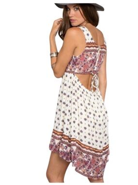 NWT O'Neill Echo Cut Out Back Lace Up High Low Sun Dress Blue Boho Spring Small